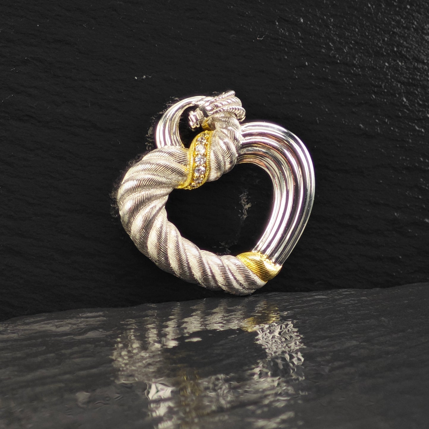 Judith Ripka Heart Gold Tone Accent Pendant Sterling Silver P2864
