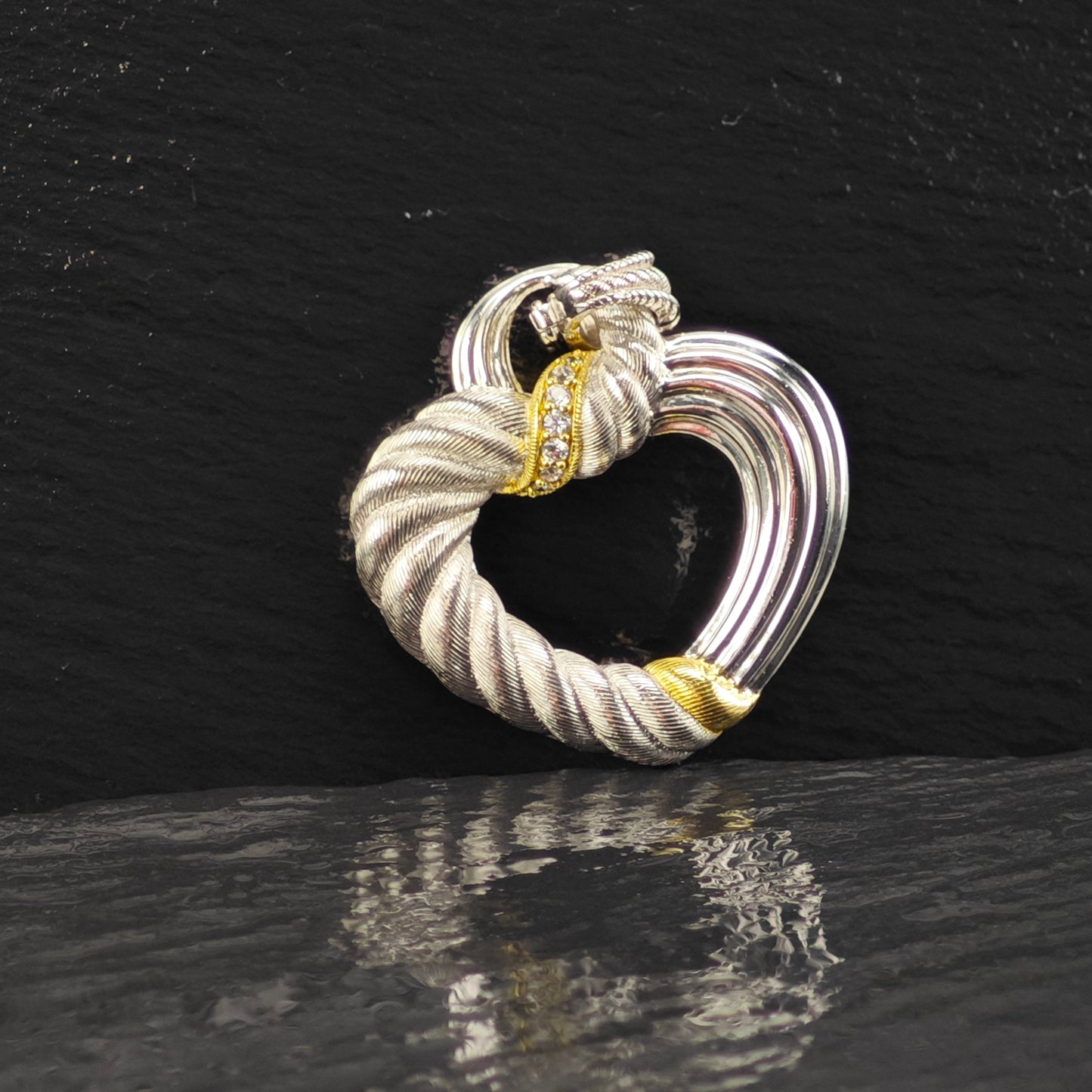 Judith Ripka Heart Gold Tone Accent Pendant Sterling Silver P2864
