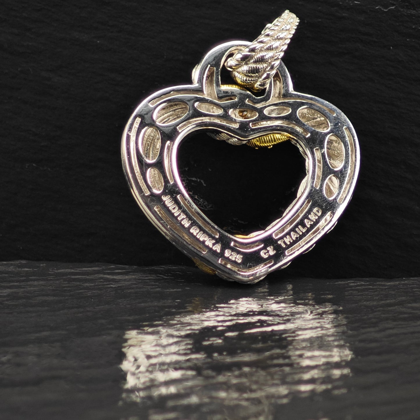 Judith Ripka Heart Gold Tone Accent Pendant Sterling Silver P2864