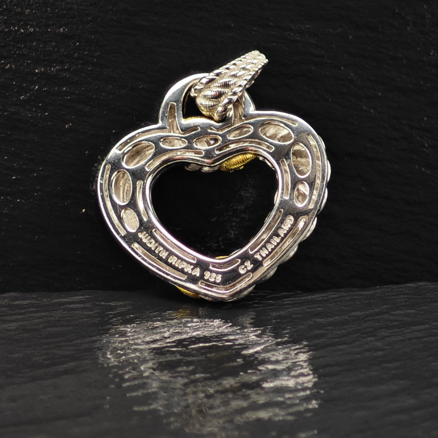 Judith Ripka Heart Gold Tone Accent Pendant Sterling Silver P2864