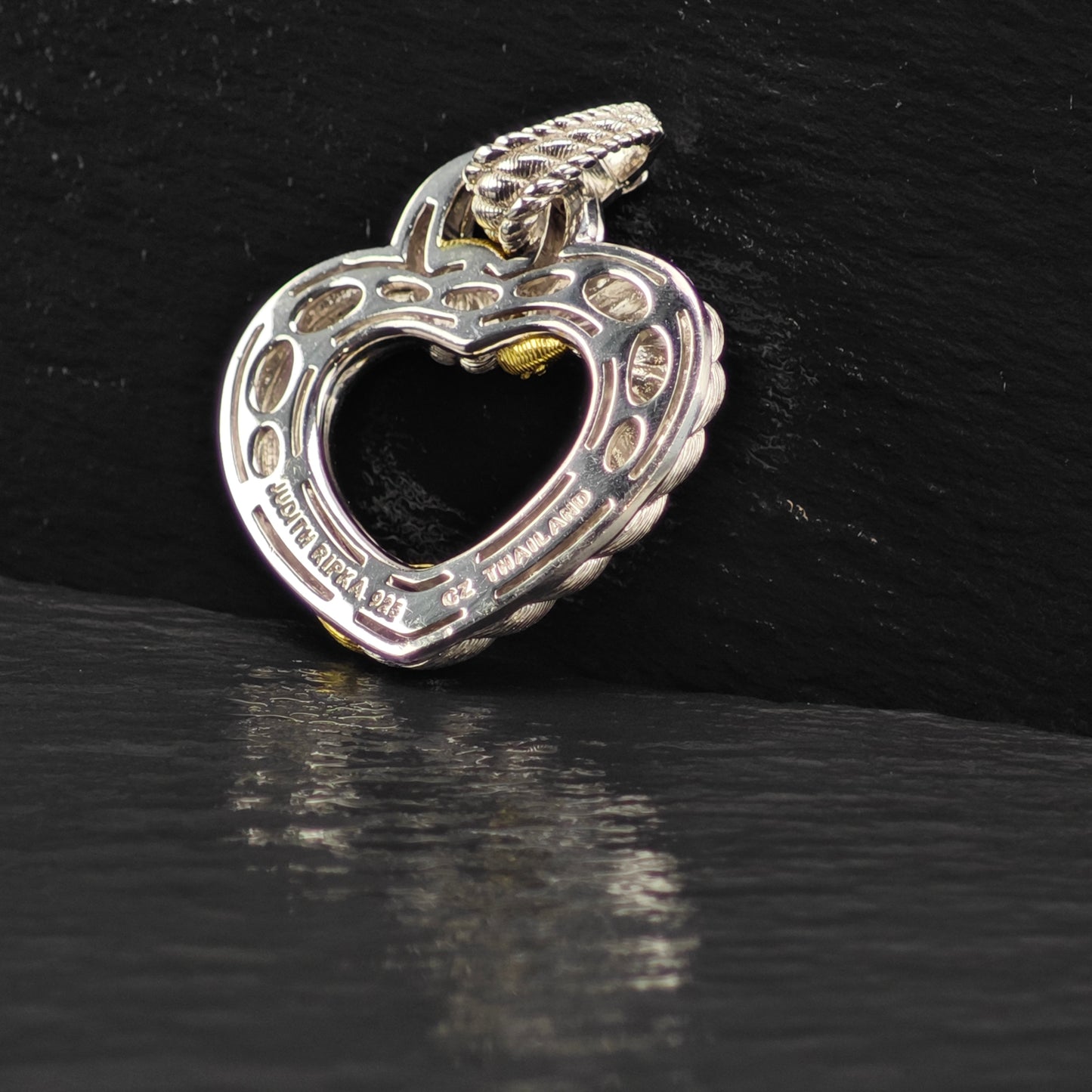 Judith Ripka Heart Gold Tone Accent Pendant Sterling Silver P2864