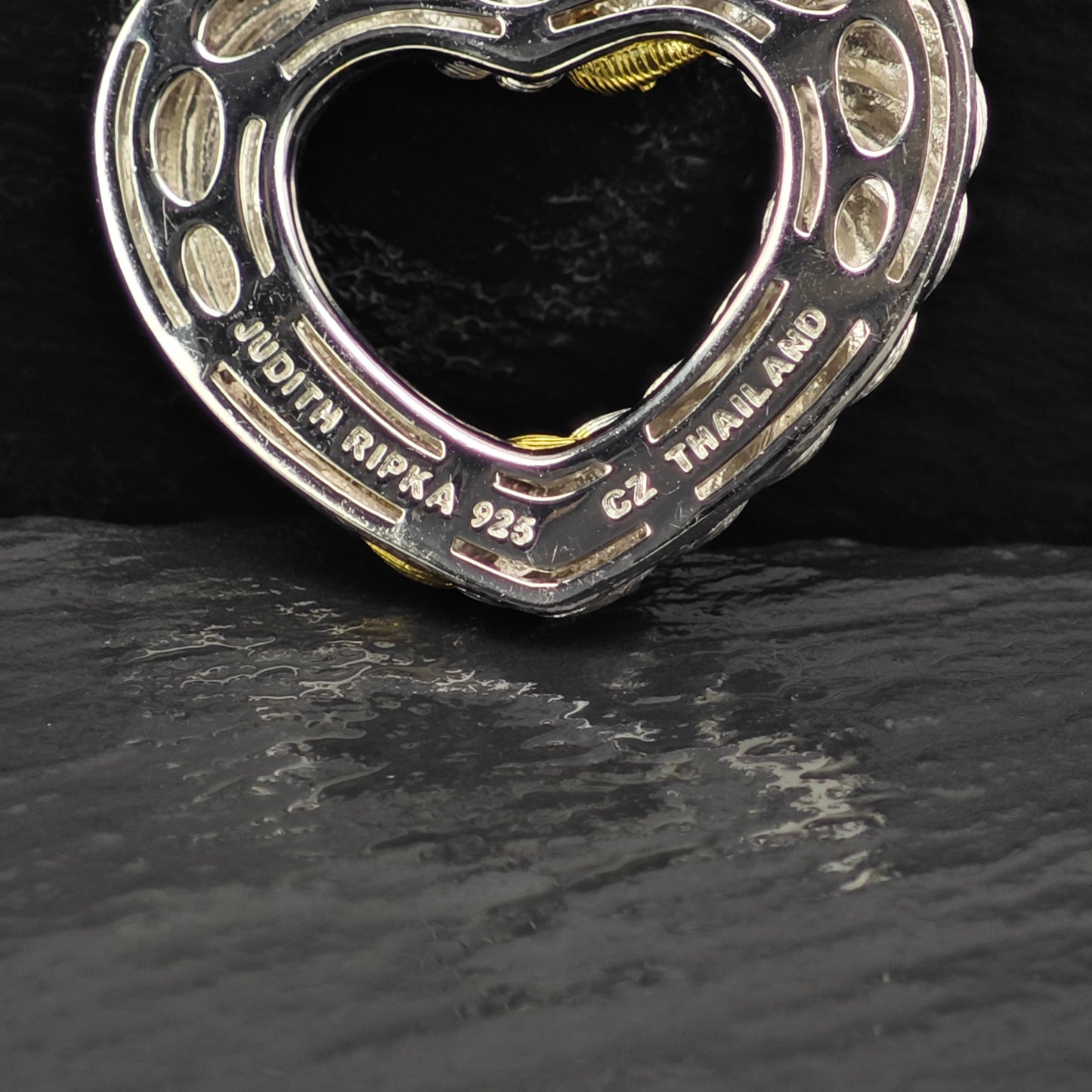 Judith Ripka Heart Gold Tone Accent Pendant Sterling Silver P2864