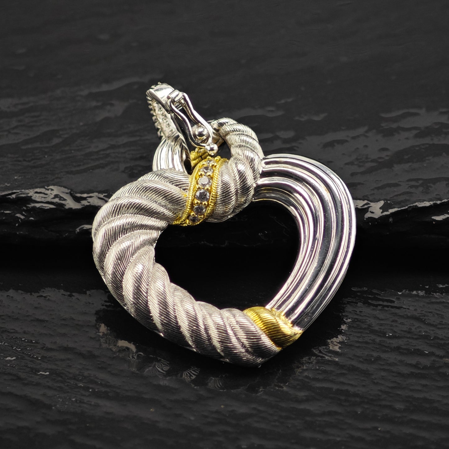 Judith Ripka Heart Gold Tone Accent Pendant Sterling Silver P2864