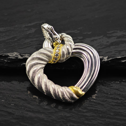 Judith Ripka Heart Gold Tone Accent Pendant Sterling Silver P2864