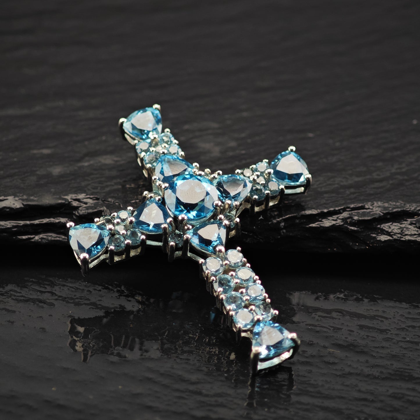 DK Topaz Cross Pendant Sterling Silver P2853