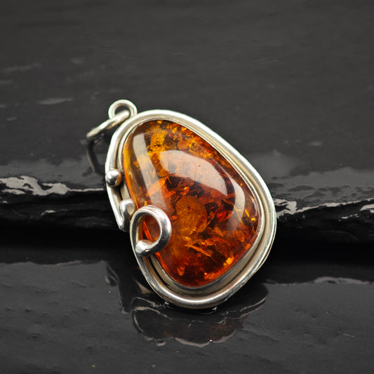 Amber Pendant Sterling Silver P2852