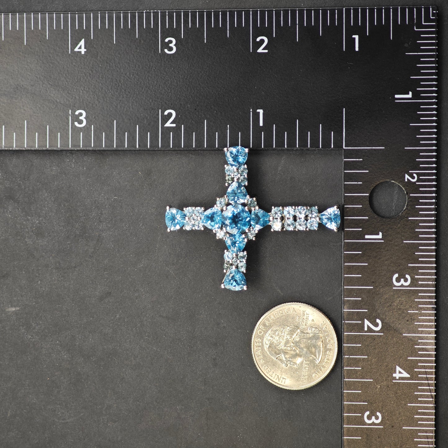 DK Topaz Cross Pendant Sterling Silver P2853
