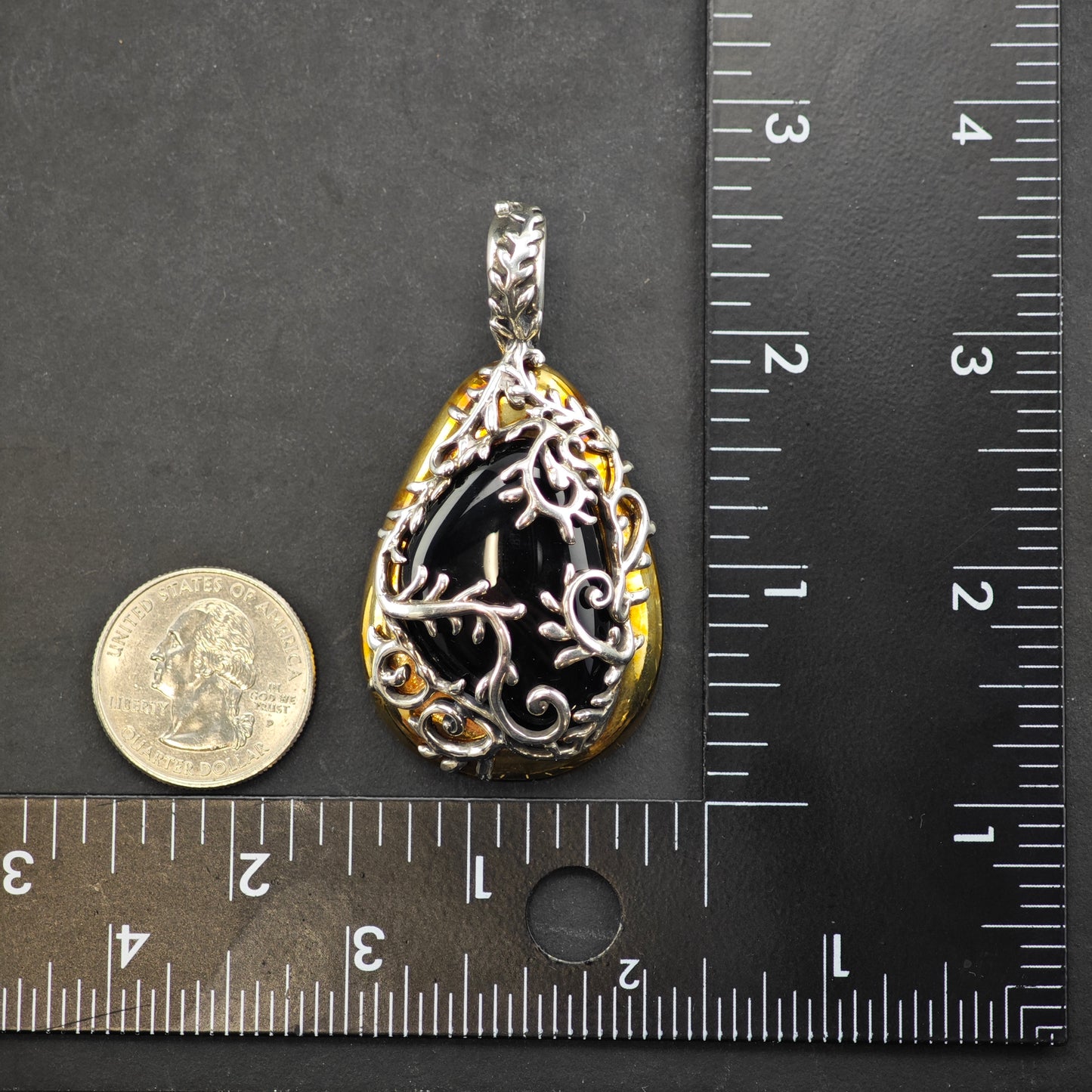 Carolyn Pollack Brass, Black Onyx Pendant Sterling Silver P2855