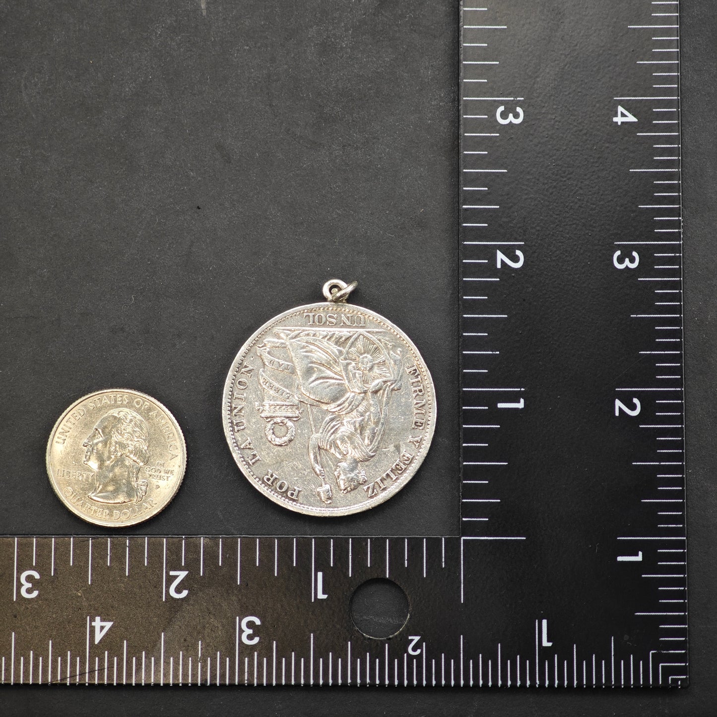 Peruvian "Un Sol" 1894 Coin Pendant Sterling Silver P2857