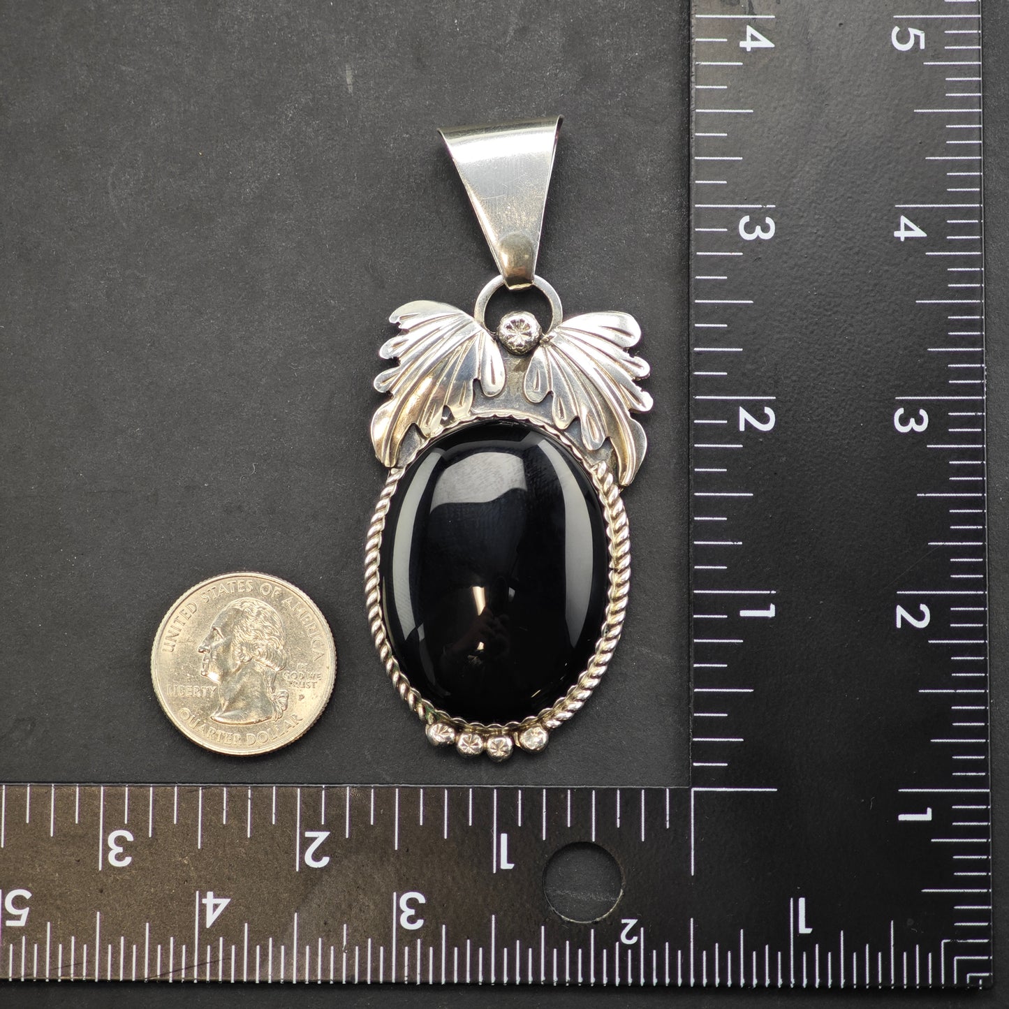 Large Sw Black Onyx Pendant Sterling Silver P2863