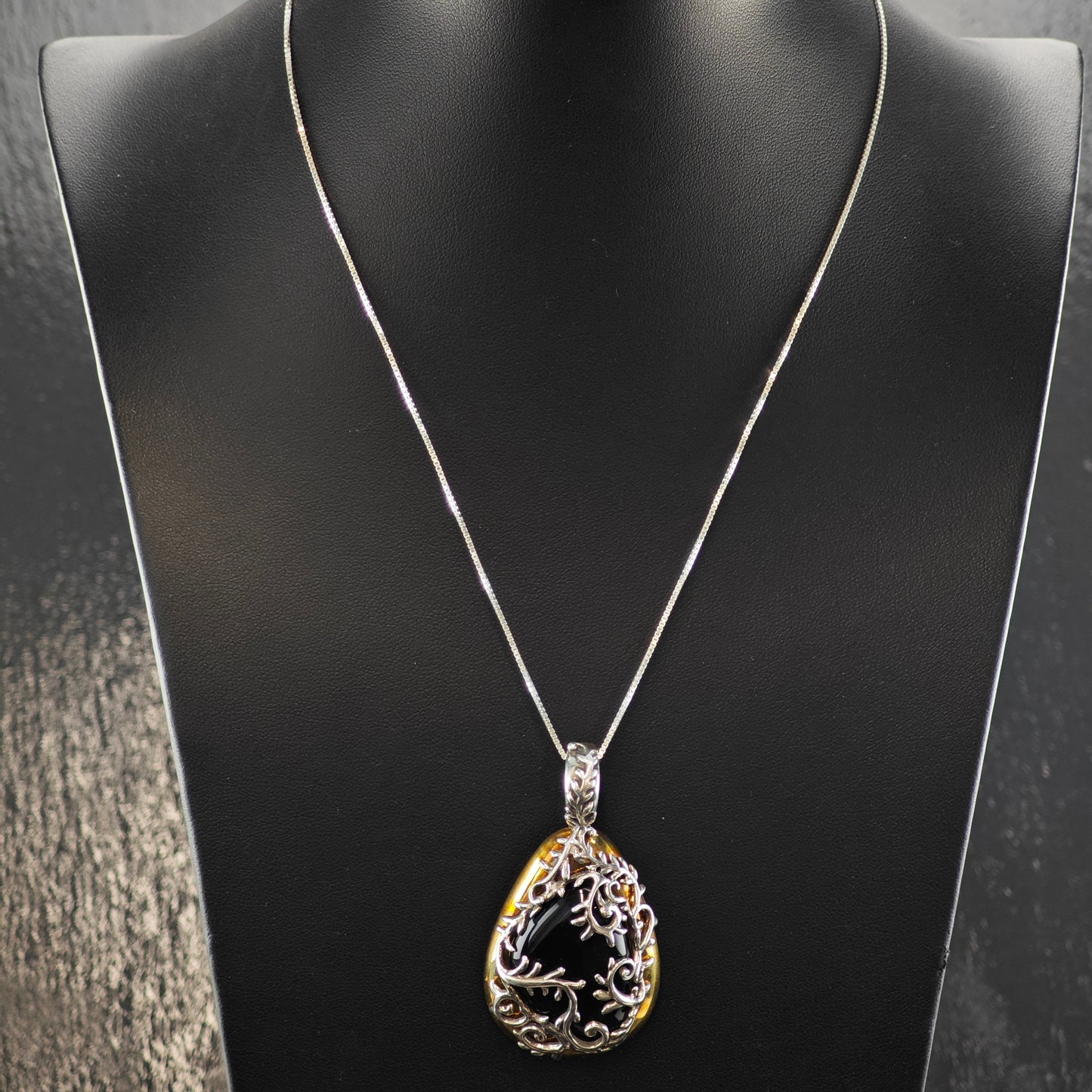 Carolyn Pollack Brass, Black Onyx Pendant Sterling Silver P2855