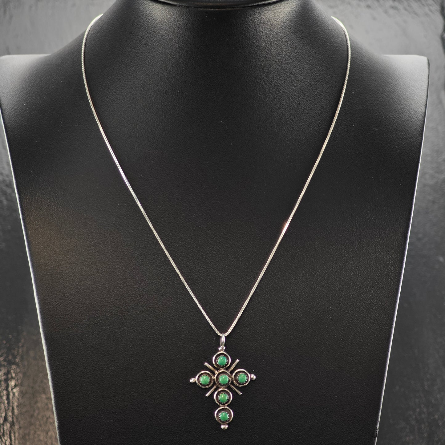 Zuni Snake Eye Turquoise Cross Pendant Sterling Silver P2860