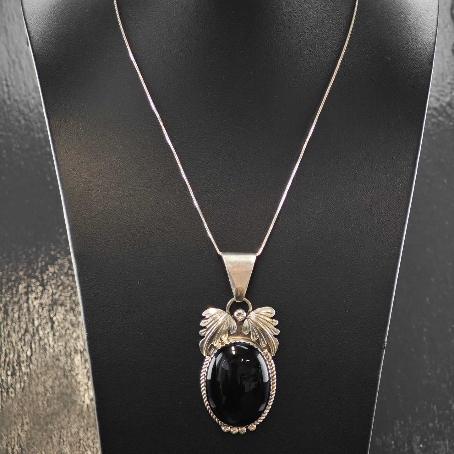 Large Sw Black Onyx Pendant Sterling Silver P2863