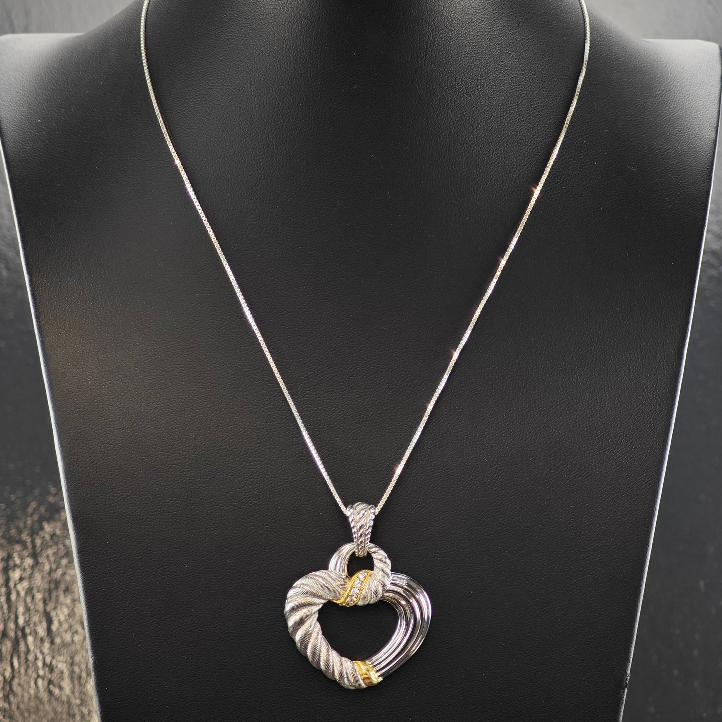 Judith Ripka Heart Gold Tone Accent Pendant Sterling Silver P2864