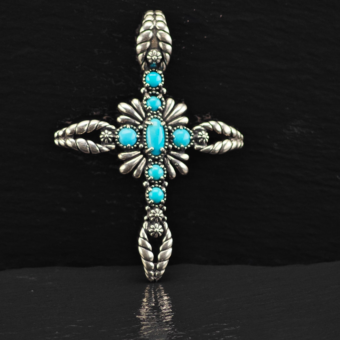 American West Turquoise, Cross Pendant Sterling Silver P2867