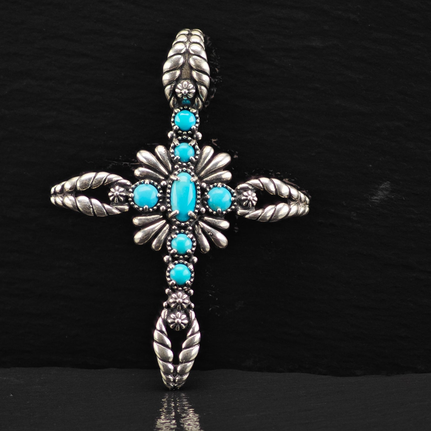 American West Turquoise, Cross Pendant Sterling Silver P2867