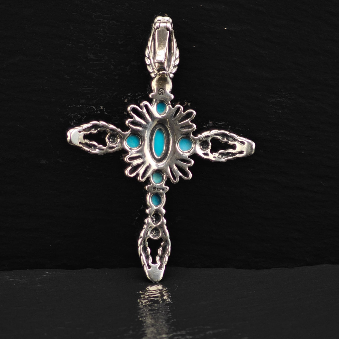 American West Turquoise, Cross Pendant Sterling Silver P2867