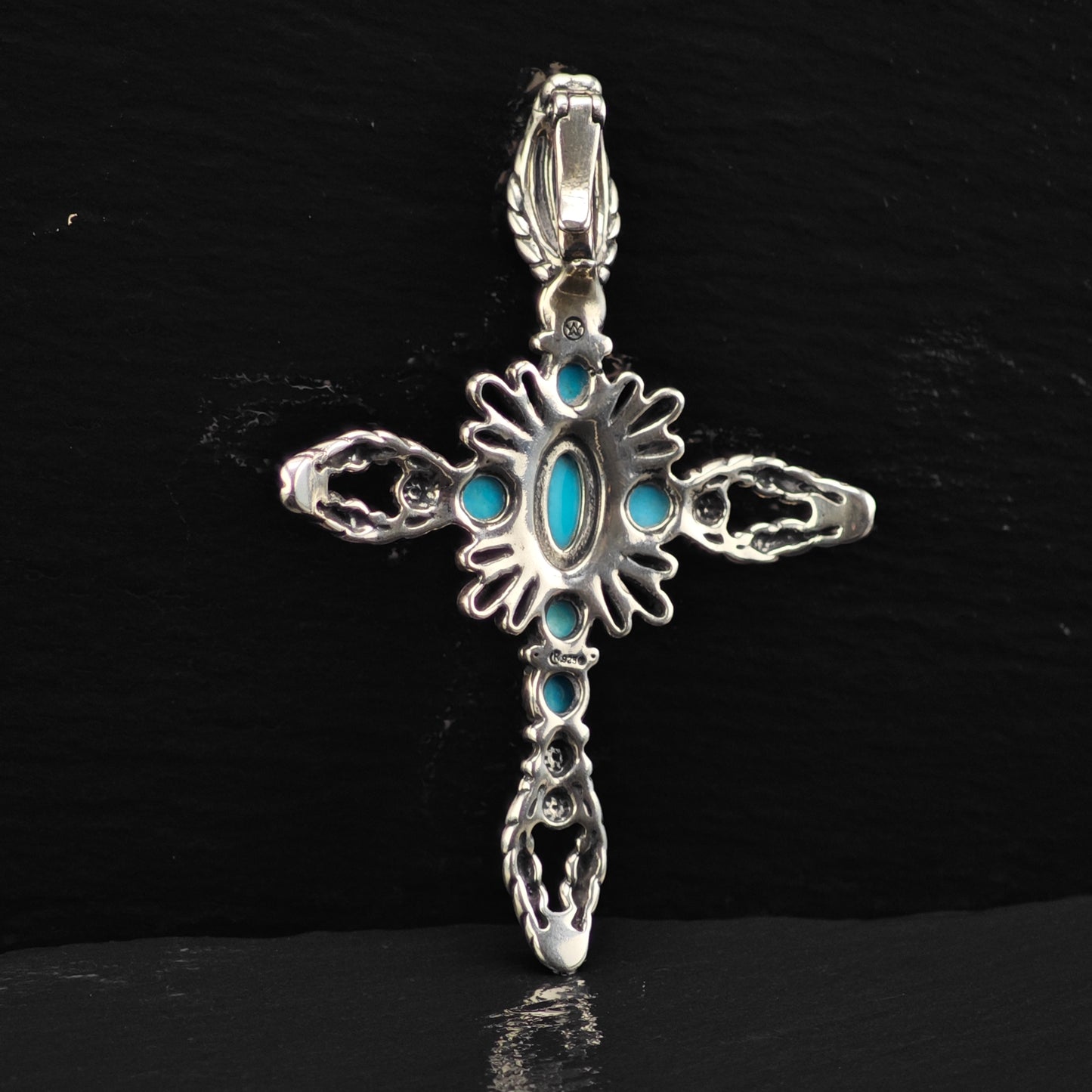 American West Turquoise, Cross Pendant Sterling Silver P2867