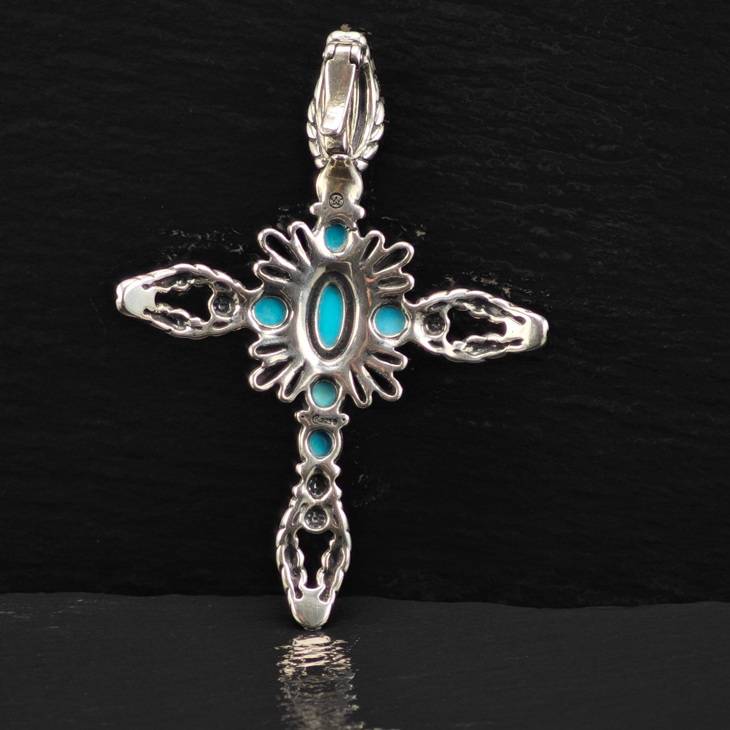 American West Turquoise, Cross Pendant Sterling Silver P2867
