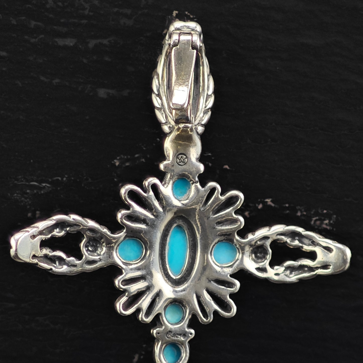 American West Turquoise, Cross Pendant Sterling Silver P2867