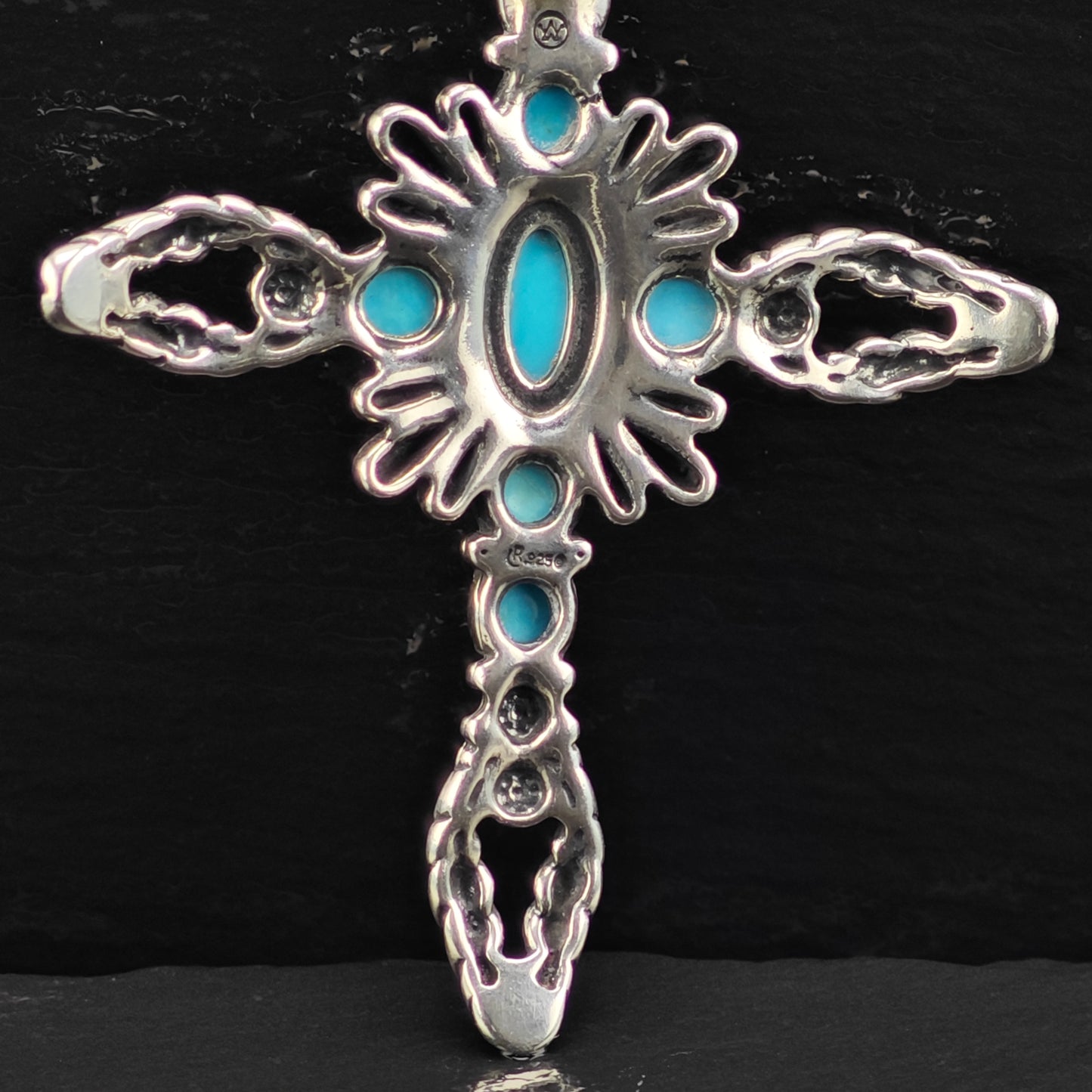 American West Turquoise, Cross Pendant Sterling Silver P2867