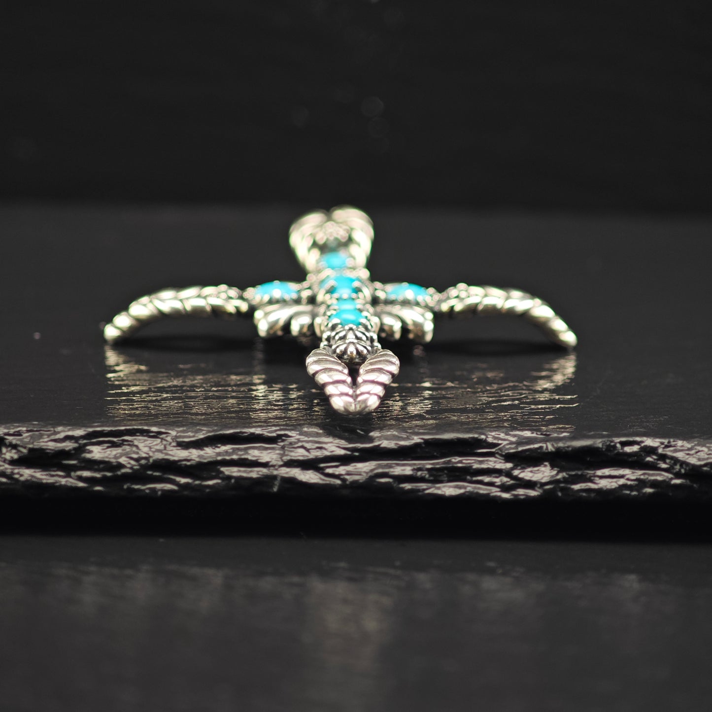 American West Turquoise, Cross Pendant Sterling Silver P2867