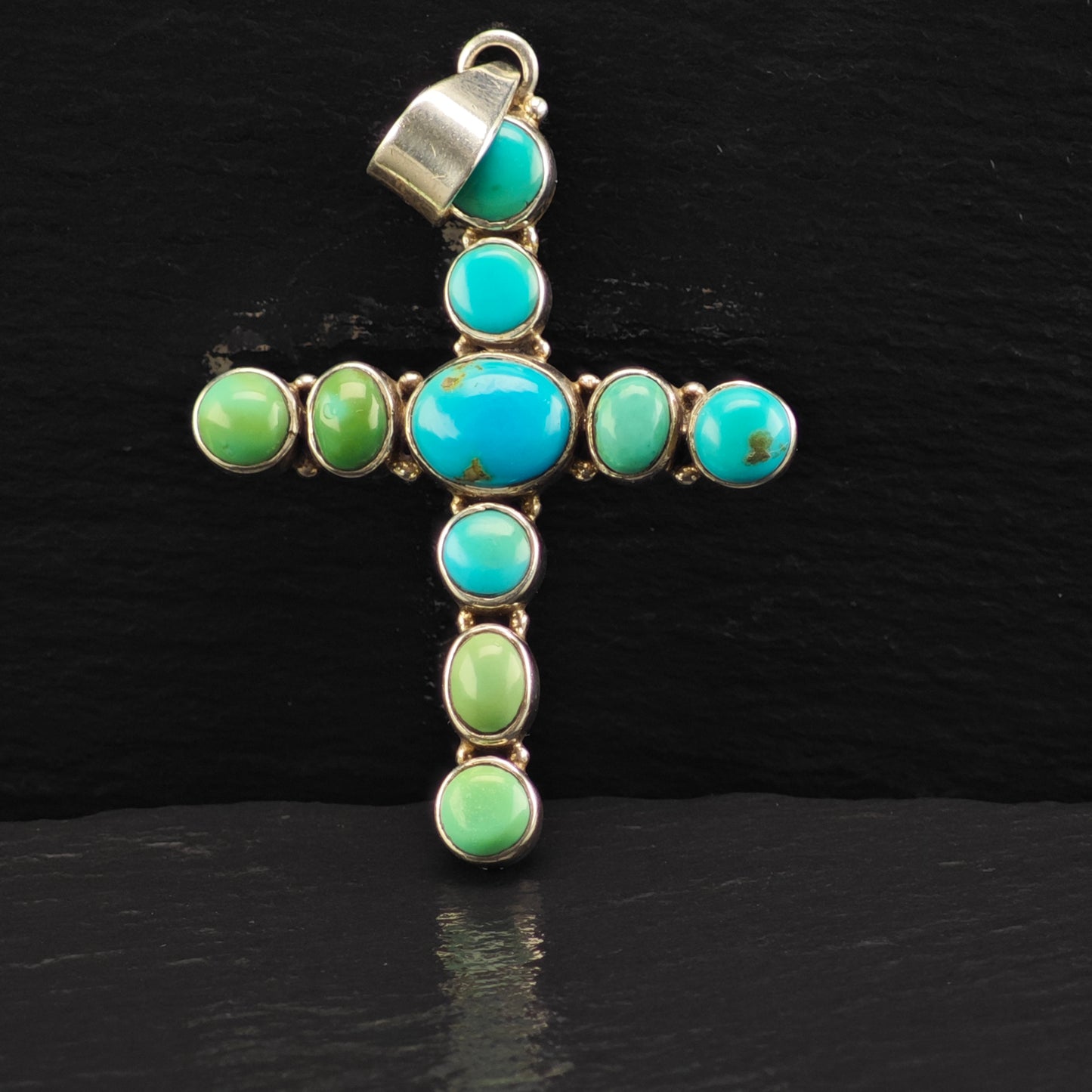 Sw Turquoise Cross Pendant Sterling Silver P2868