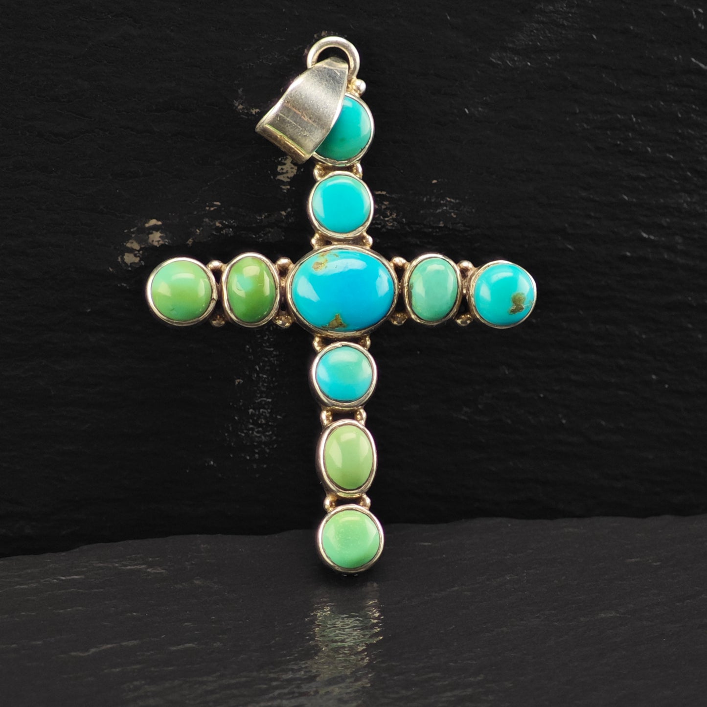 Sw Turquoise Cross Pendant Sterling Silver P2868