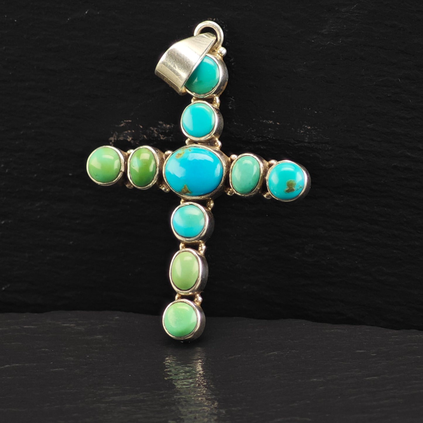 Sw Turquoise Cross Pendant Sterling Silver P2868