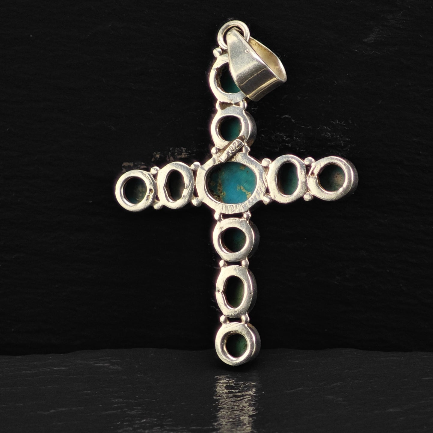 Sw Turquoise Cross Pendant Sterling Silver P2868