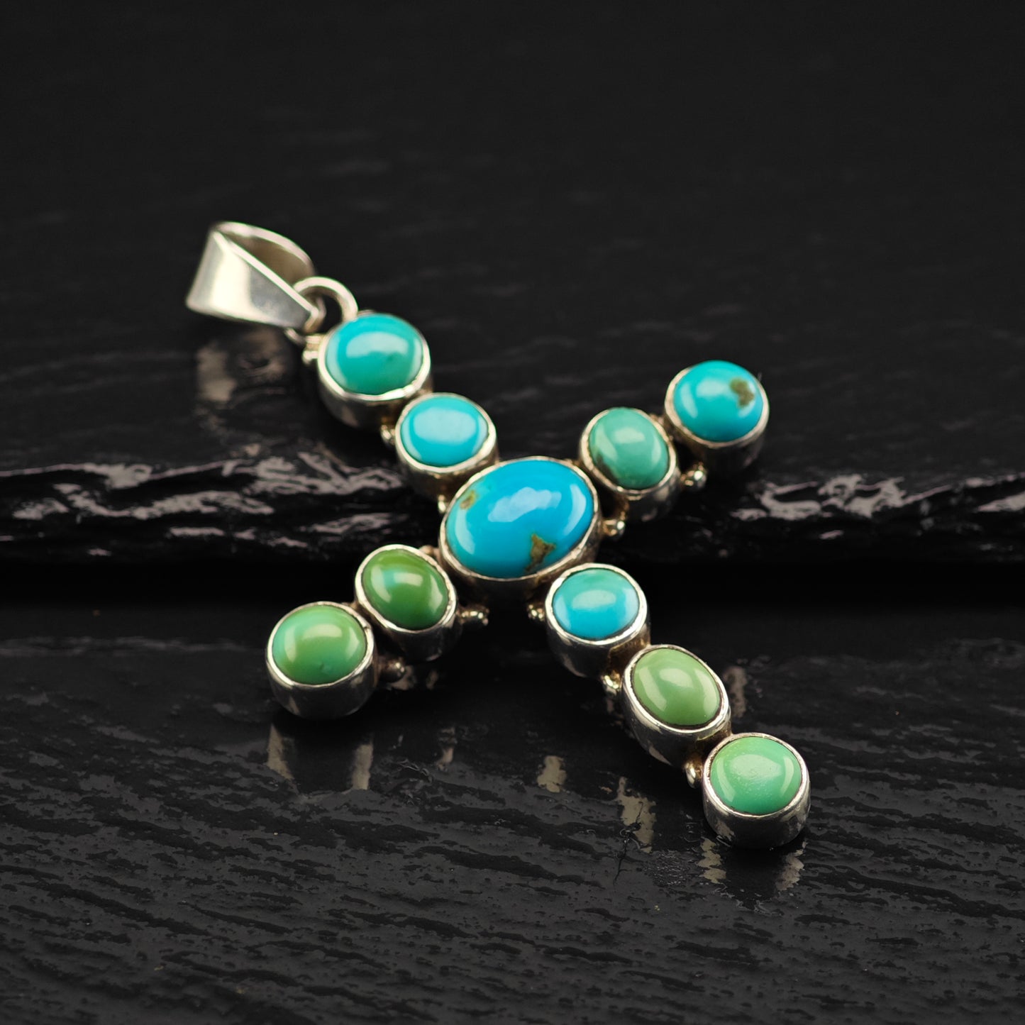 Sw Turquoise Cross Pendant Sterling Silver P2868