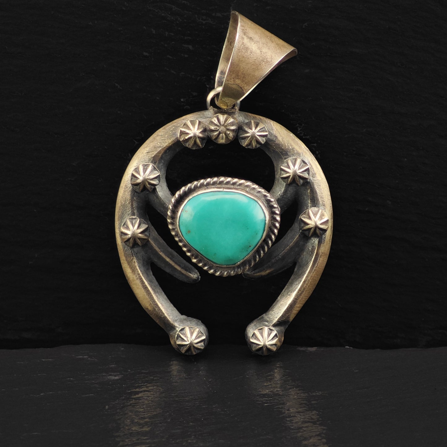 Chimney Butte Turquoise Naja Pendant Sterling Silver Native American P2870