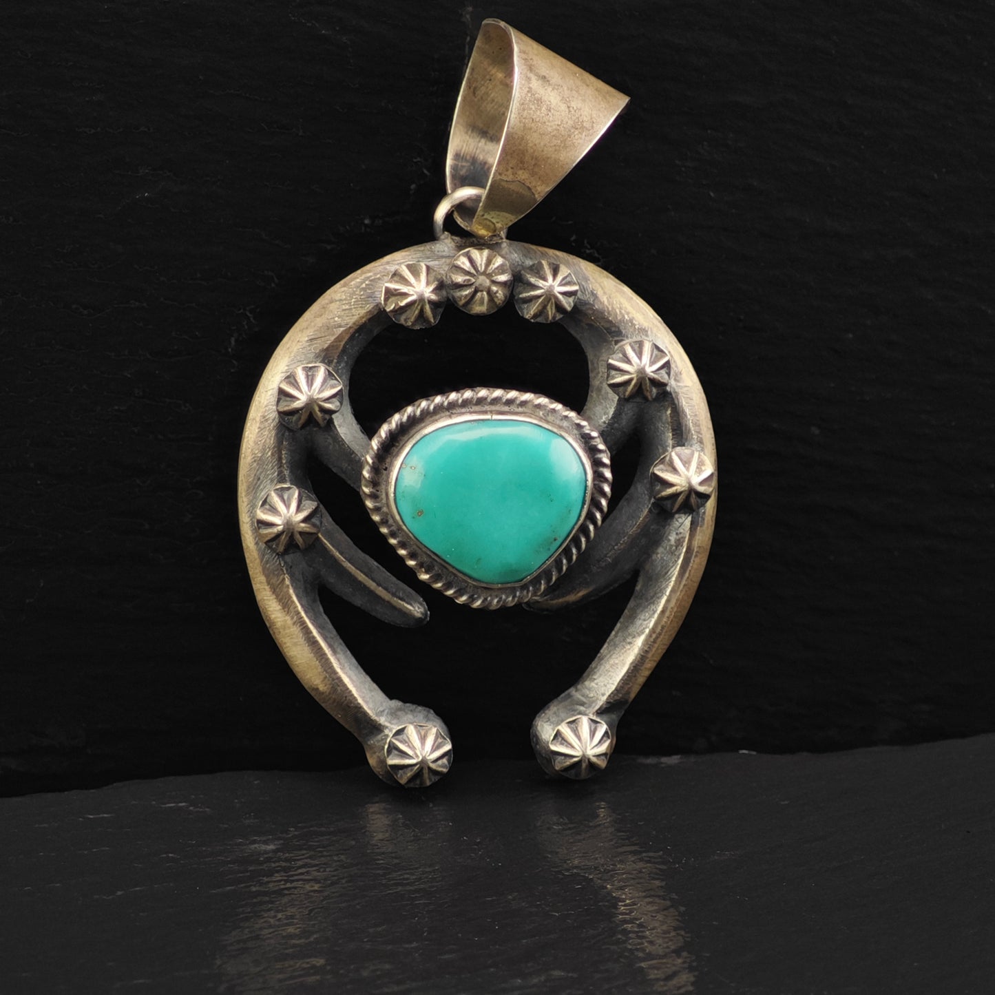 Chimney Butte Turquoise Naja Pendant Sterling Silver Native American P2870