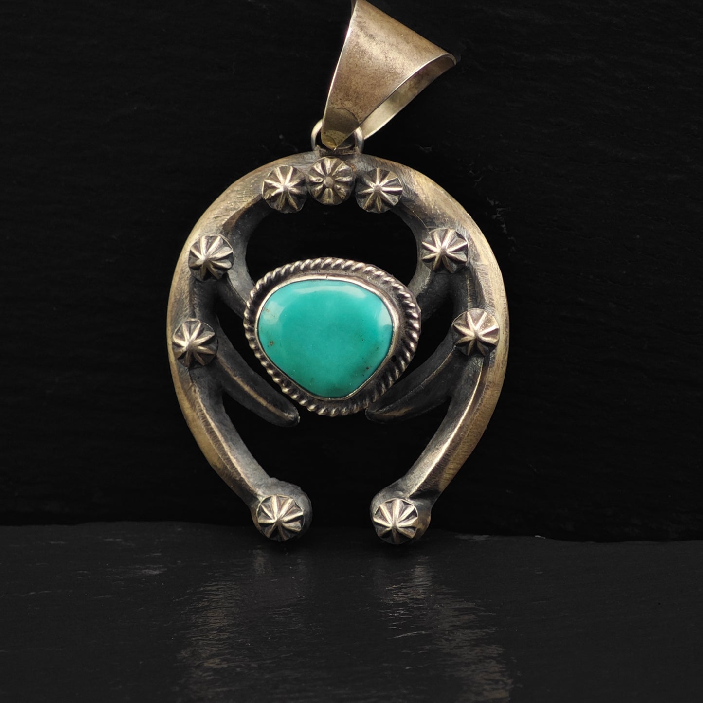 Chimney Butte Turquoise Naja Pendant Sterling Silver Native American P2870