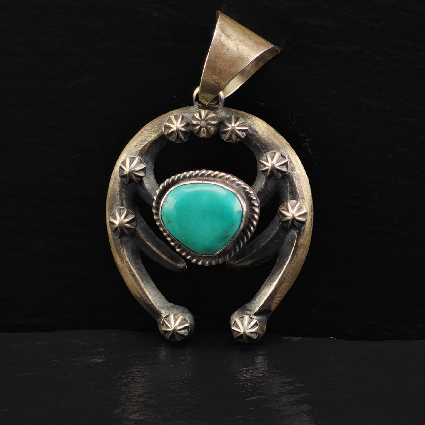 Chimney Butte Turquoise Naja Pendant Sterling Silver Native American P2870