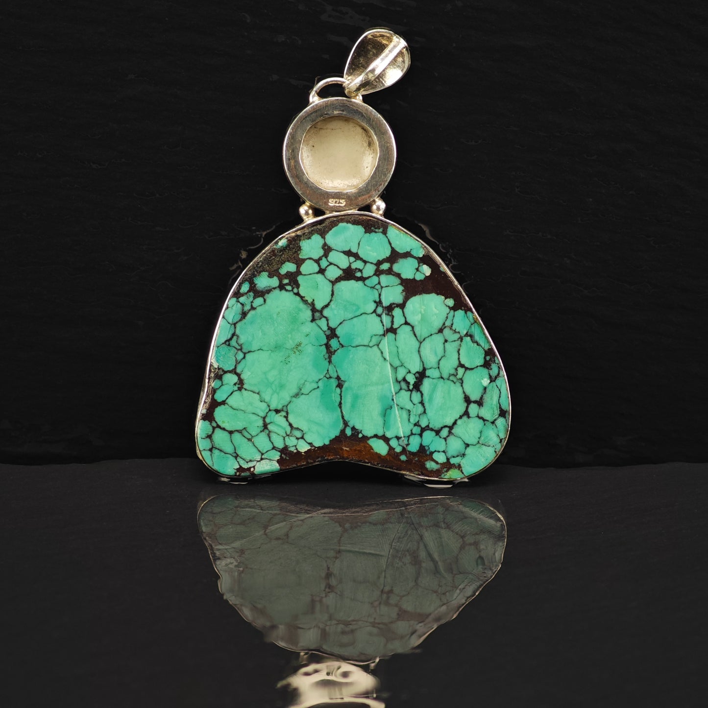 Lg Sw Spiderweb Turquoise, MOP Naja Pendant Sterling Silver P2872
