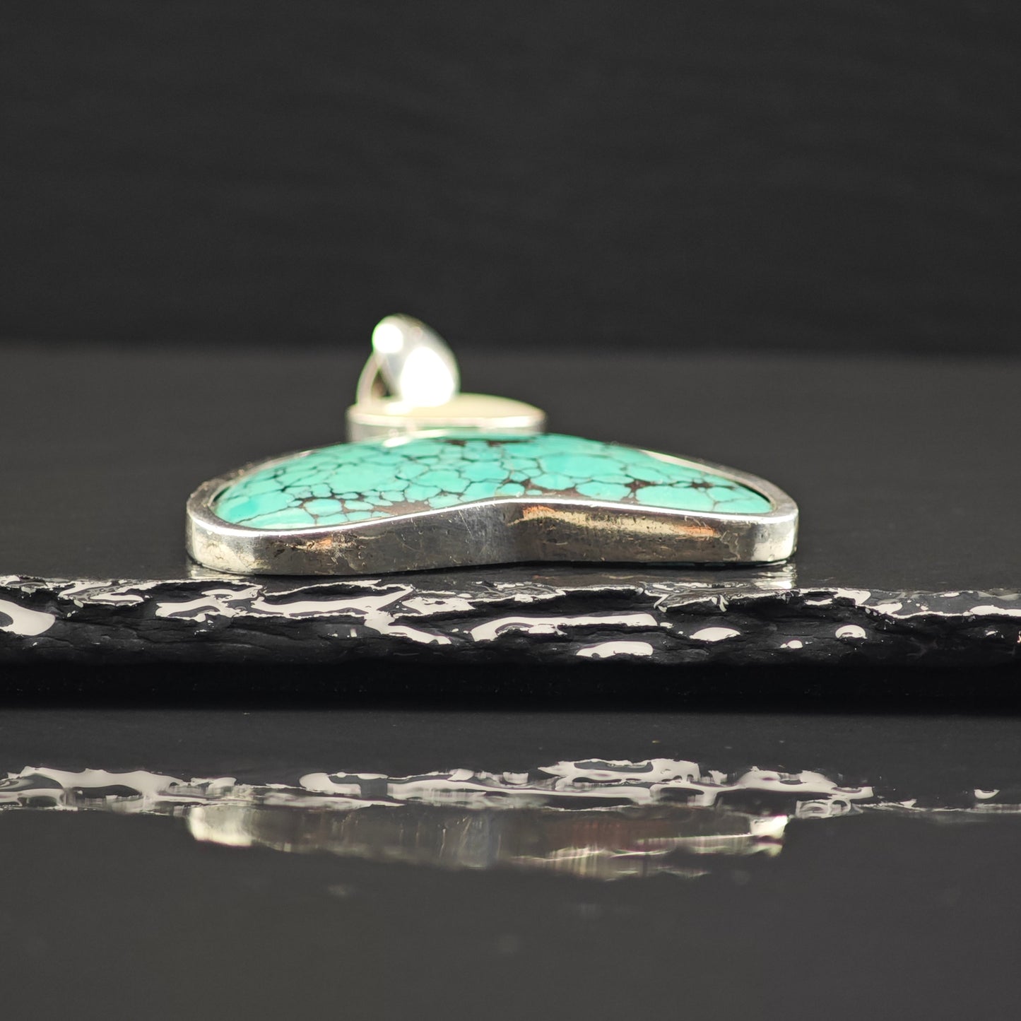 Lg Sw Spiderweb Turquoise, MOP Naja Pendant Sterling Silver P2872