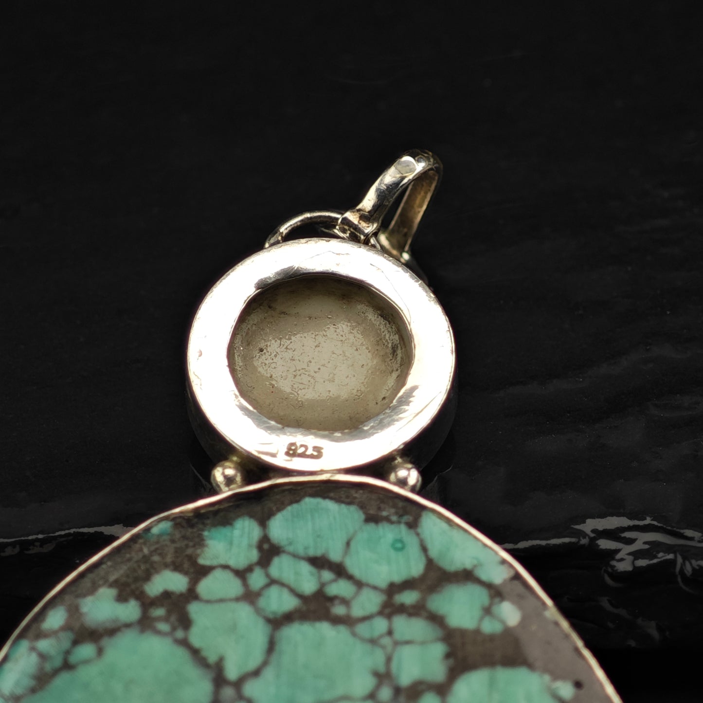 Lg Sw Spiderweb Turquoise, MOP Naja Pendant Sterling Silver P2872
