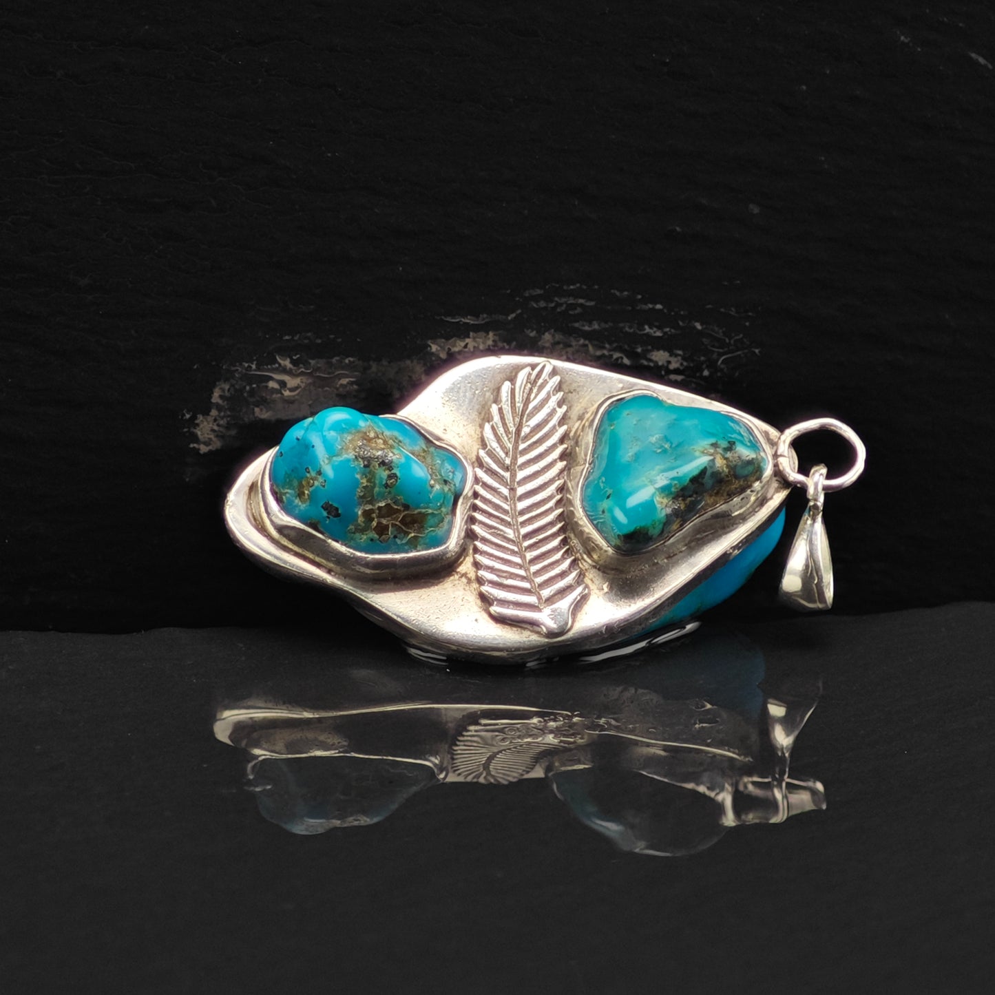 Sw Reversible Turquoise Pendant Sterling Silver P2873