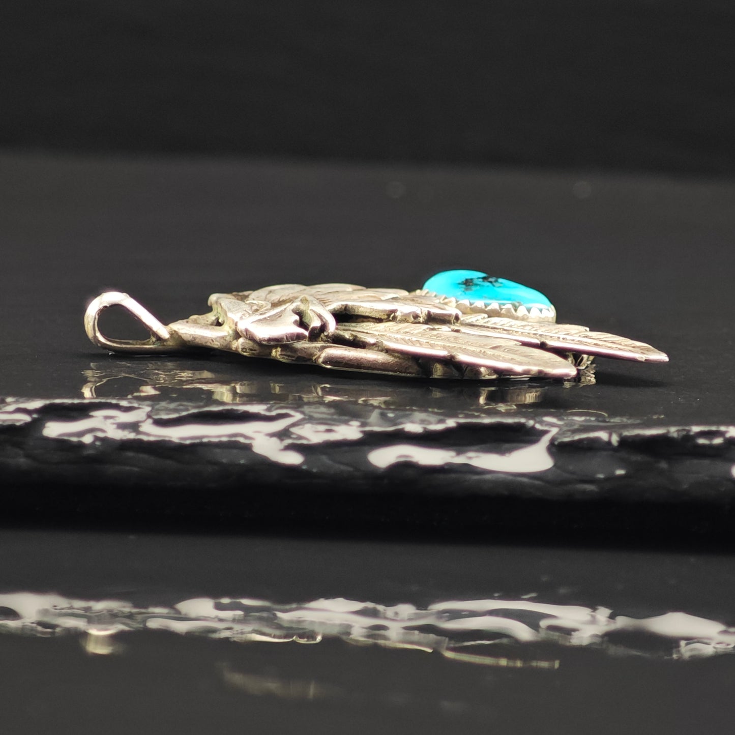 Native American Turquoise Eagle Pendant Sterling Silver P2875