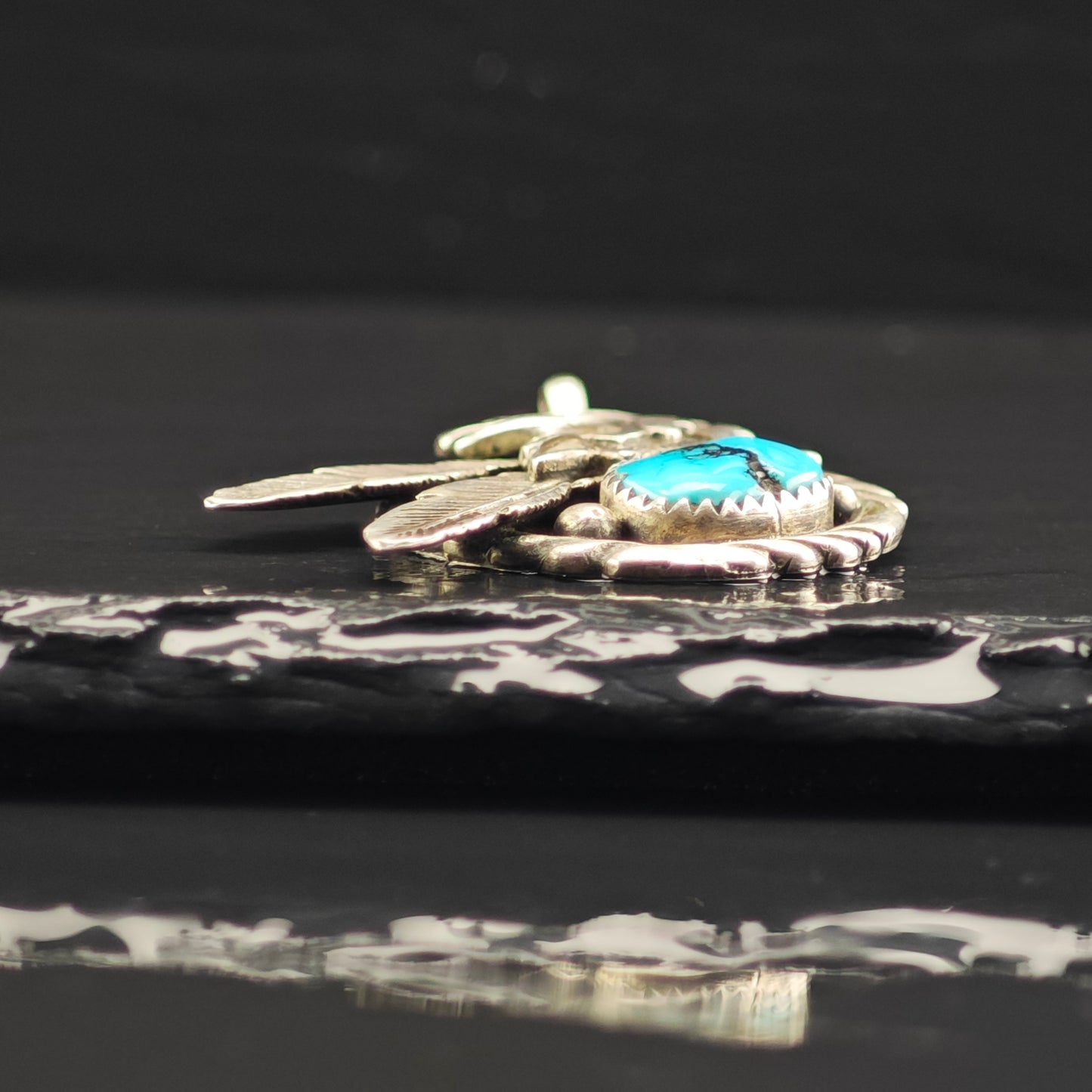 Native American Turquoise Eagle Pendant Sterling Silver P2875