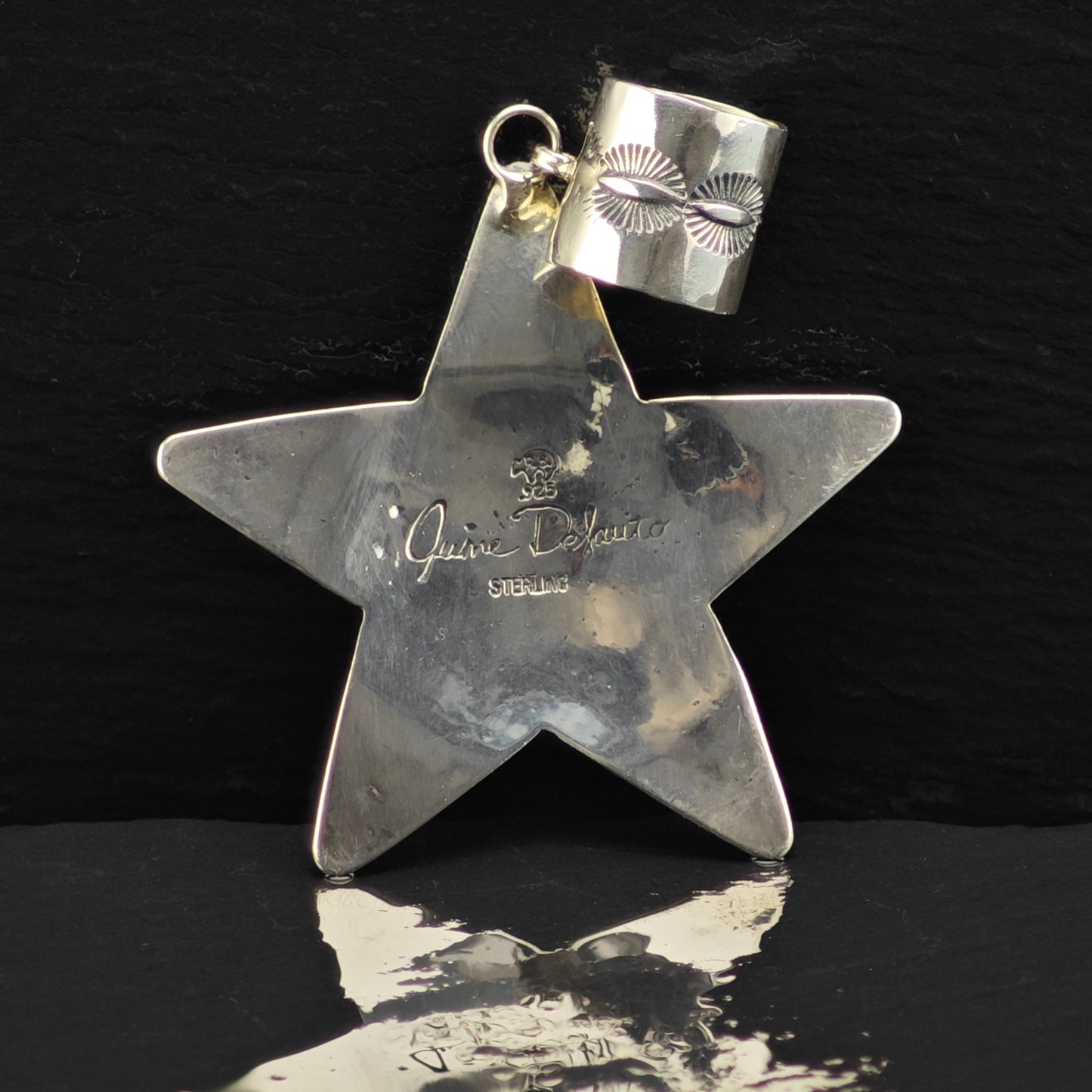 Navajo June Delgarito Turquoise Star Pendant Sterling Silver P2877