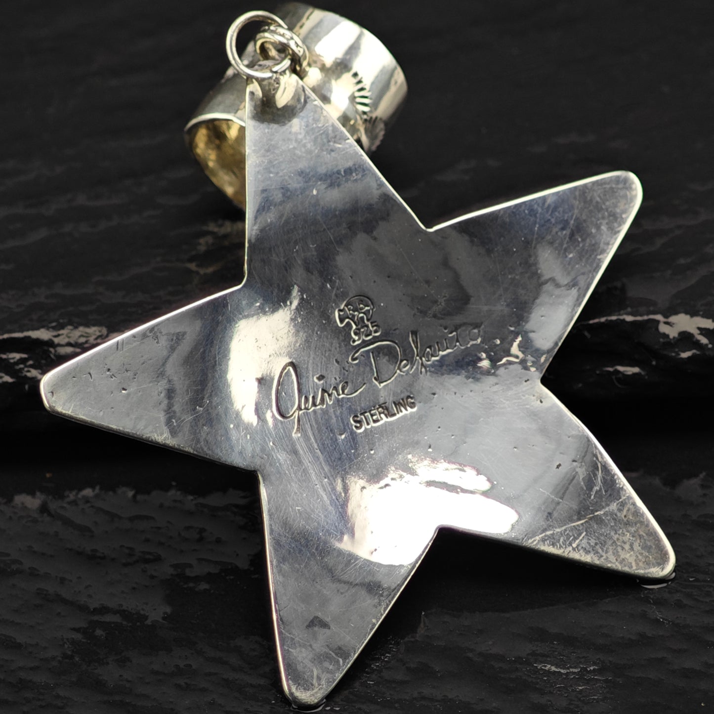 Navajo June Delgarito Turquoise Star Pendant Sterling Silver P2877