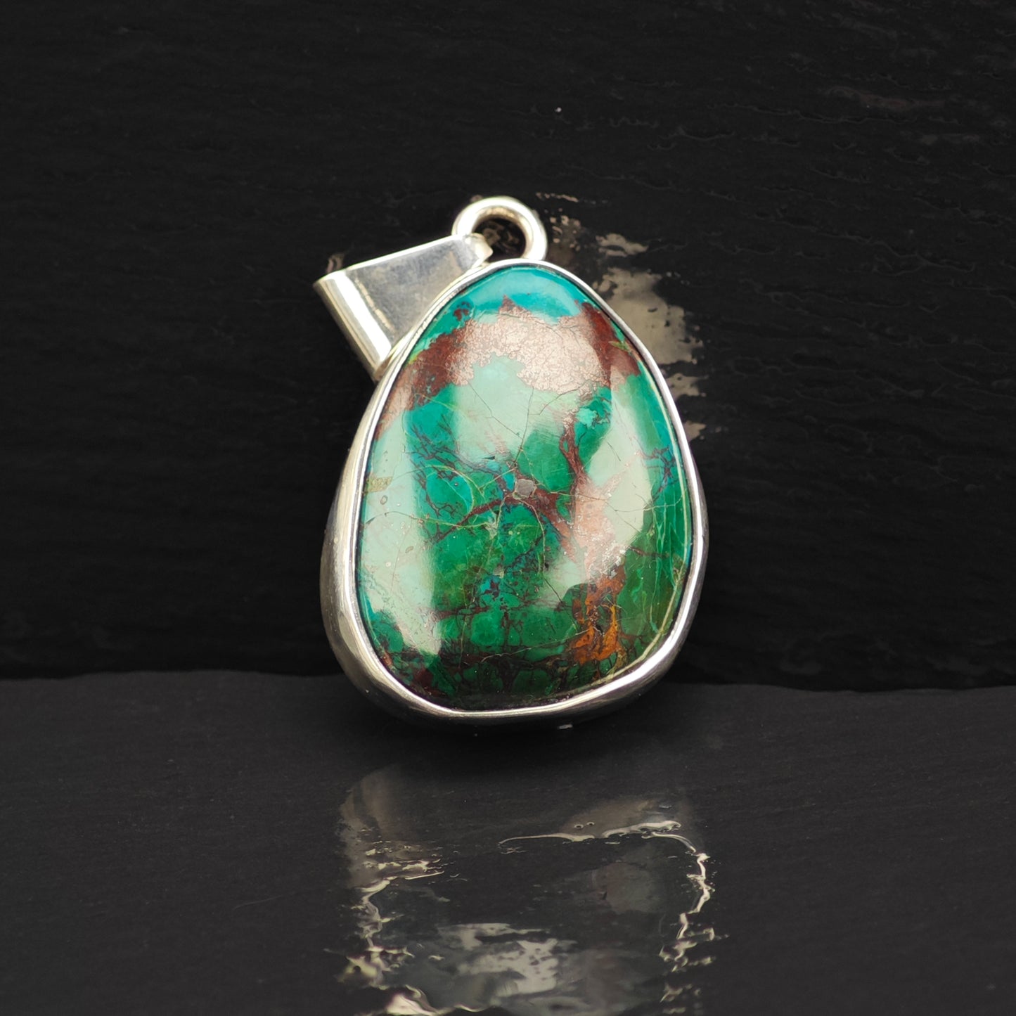 Charles Albert Chrysocolla, "Tree of Life" Pendant Sterling Silver P2878
