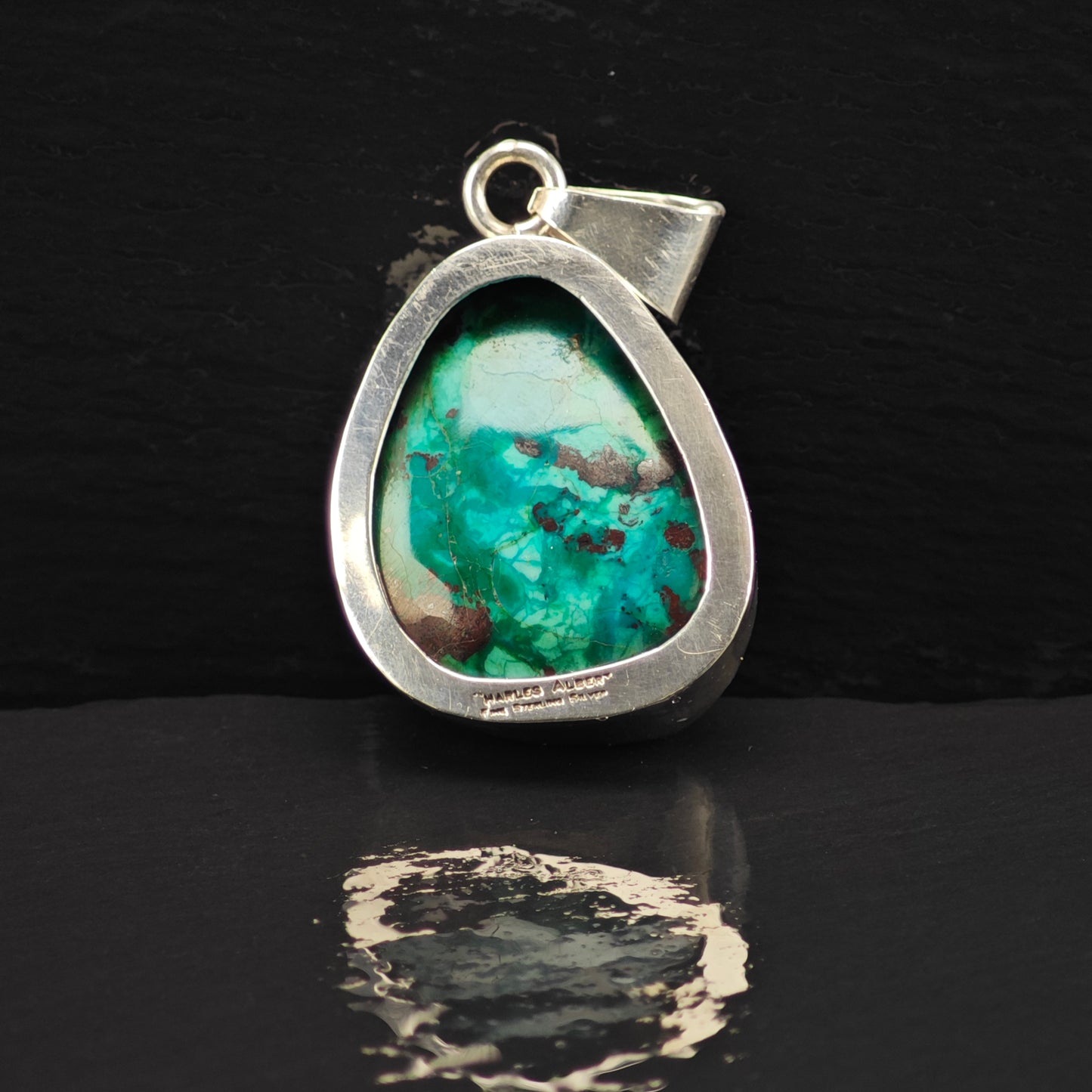 Charles Albert Chrysocolla, "Tree of Life" Pendant Sterling Silver P2878