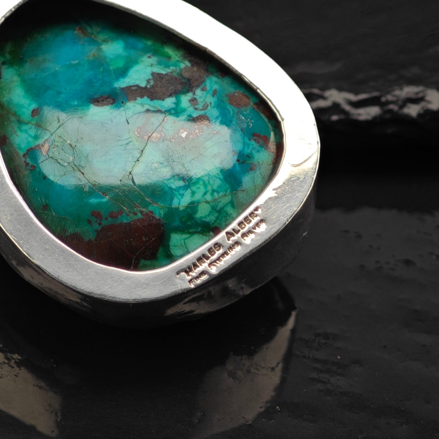 Charles Albert Chrysocolla, "Tree of Life" Pendant Sterling Silver P2878