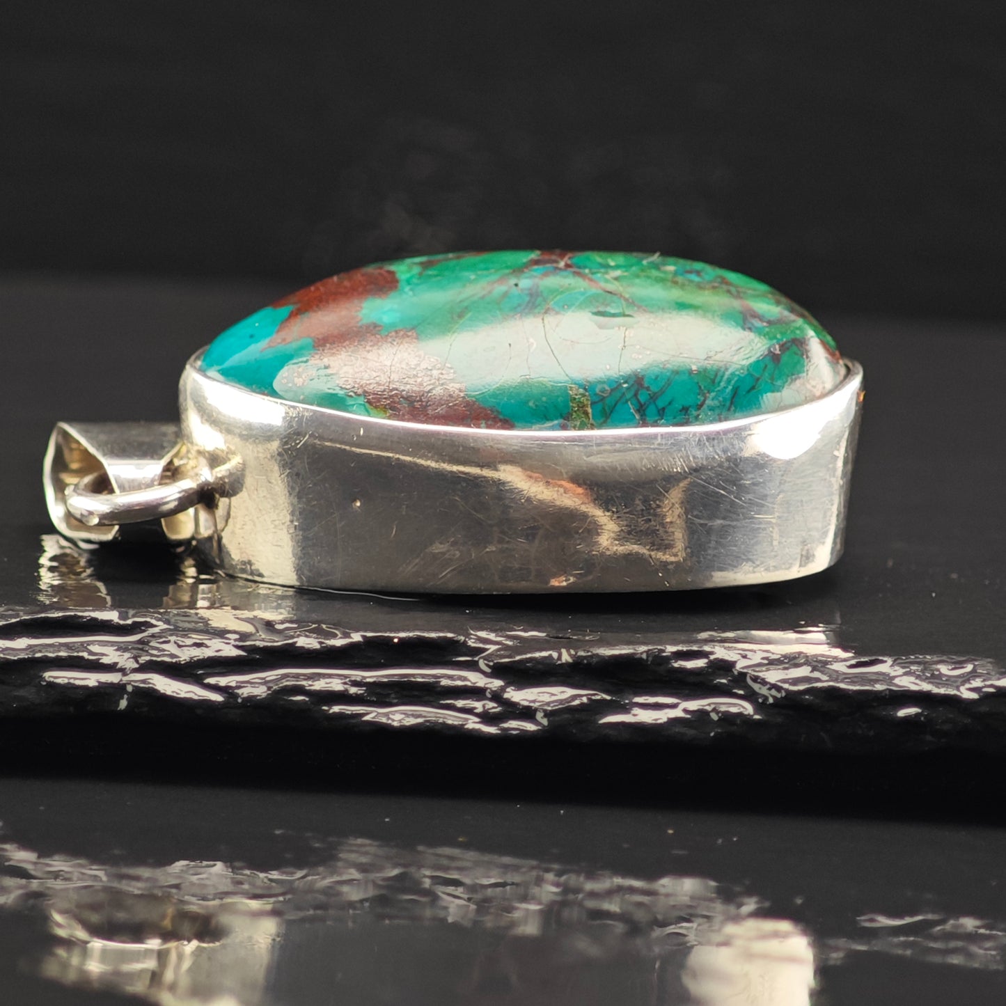 Charles Albert Chrysocolla, "Tree of Life" Pendant Sterling Silver P2878