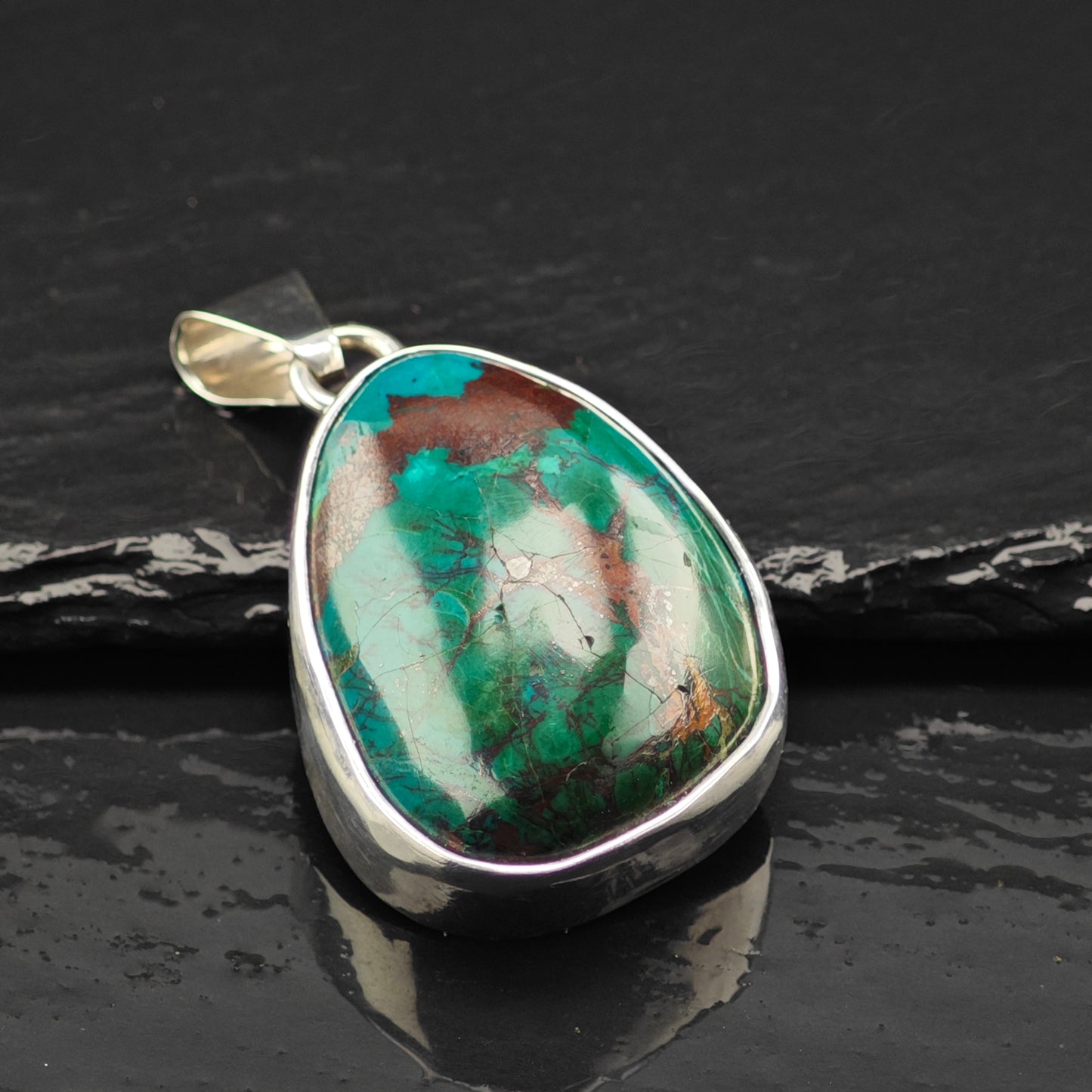 Charles Albert Chrysocolla, "Tree of Life" Pendant Sterling Silver P2878