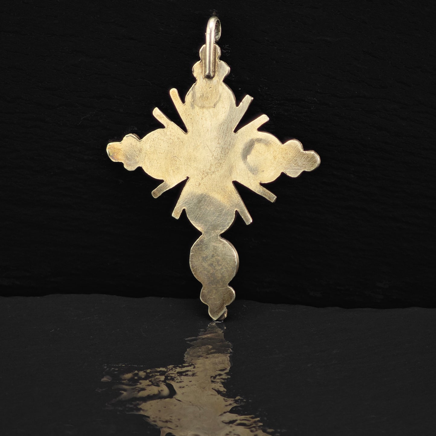 Zuni, Snake Eye Turquoise Cross Pendant Sterling Silver P2880