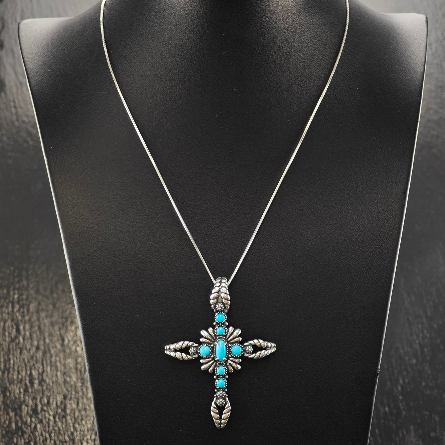 American West Turquoise, Cross Pendant Sterling Silver P2867